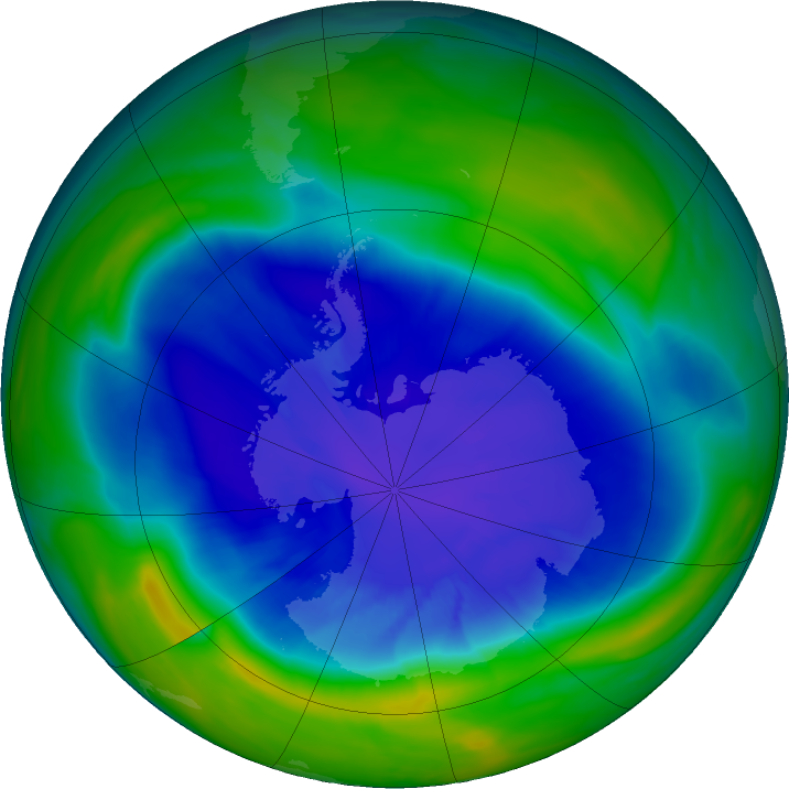 Antarctic ozone map for 13 September 2022